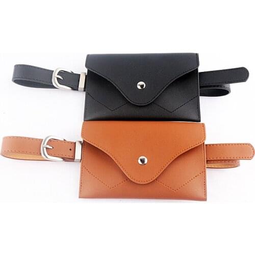 Fashion Solid Color Womens Waist Bags Black New Ladies Belt Thin Soft PU Leather Suitable For Mobile Phones Tactical Girl Belts