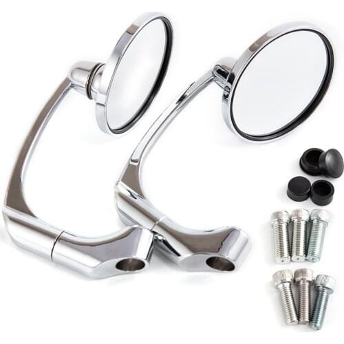 Motorcycle Rearview Side Mirror with 8/10mm Screws Universal Round Retro Modified Motorbike Cafe Racer Rear View Mirrors