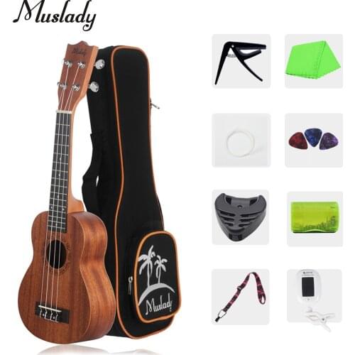 Muslady Concert Ukulele Wooden Ukelele guitar with Carry Bag Finger Maraca Pick Musical Instruments for Children Music Beginners
