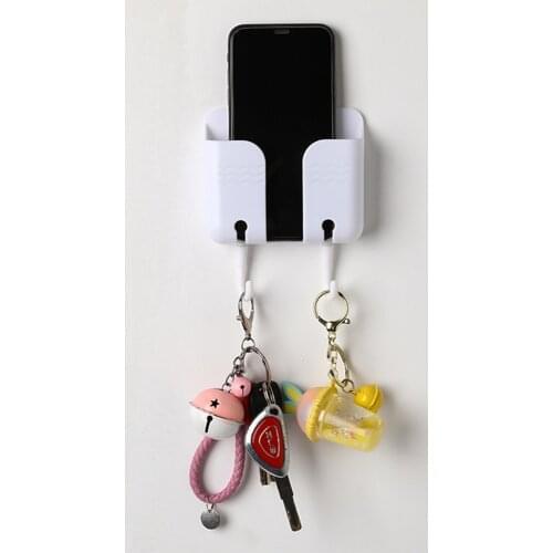 Wall Mounted Organizer Storage Box Remote Control Mounted Mobile Phone Plug Wall Holder Charging Multifunction Holder Stand