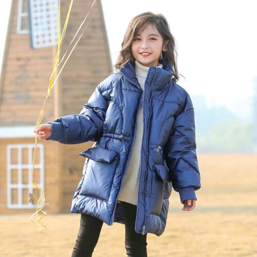 New Kids Winter Jacket For Girls Bright Iridescent Thicken Girls Winter Coat Older Children Velour Winter Girls Jackets Outwear