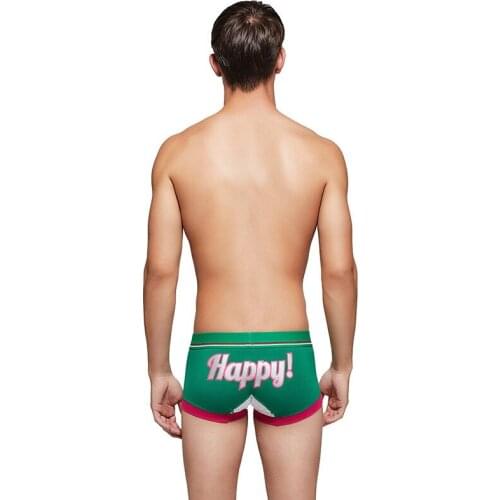 SEOBEAN New Mens Underwear Solid Color Boxer Fashion Low-Waist U-convex Cotton Comfortable Boxers