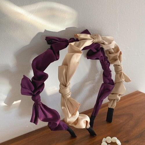 New Fashion Cross Knot Headbands Hair Hoops Adult Solid Color Satin Folds Pattern Bow Knot Hairbands Turban Head Wrap Wholesale