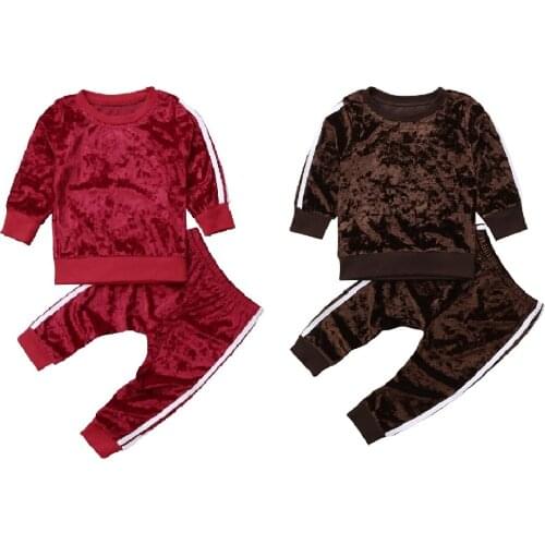 Toddler Baby Girl Clothes Sweatshirt Tops Pants Infant Outfit Sets Tracksuit Set Velvet Top Sweatshirt Pants Outfits Clothes