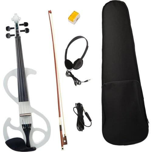 Professional 4/4 Electric Violin Fiddle with Accessories for Violinist (White)