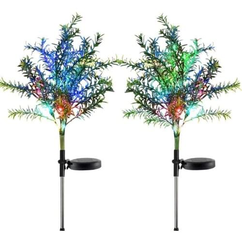 2pcs Solar Christmas Decoration Light LED Christmas Tree Plug in Light Outdoor Garden Patio Yard Landscape Decoration