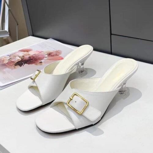 Women Summer Shoes Female Career Sandals White Chaussure Concise Ladies Sqaured Toe Sandalias Sandles Fashion High Heels