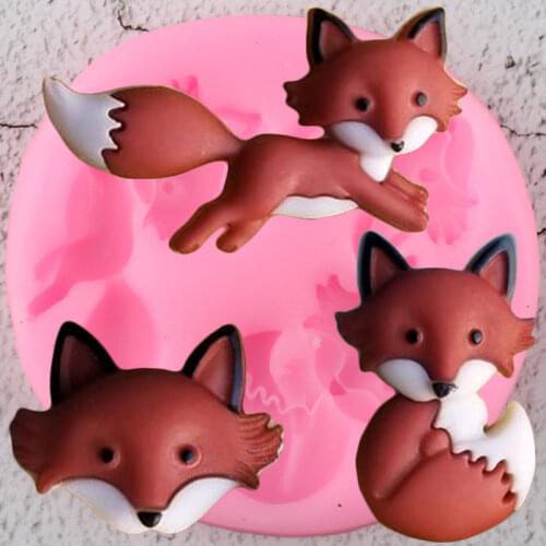 Cute Fox Head Silicone Molds DIY Animals Cupcake Topper Fondant Cake Decorating Tools Jewelry Resin Clay Candy Chocolate Moulds