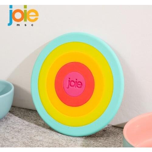 JOIE Heat Insulation Round Table Mat Family Anti-skid Tea Milk Mug Coffee Cup Coaster Silicone Table Placemats Kitchen Tools