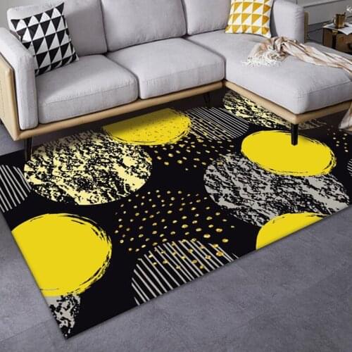 Thick Carpet for Living Room Bedroom Rectangle Modern Light Luxury Colorblock Series Printed Washable Floor Rugs Decoration