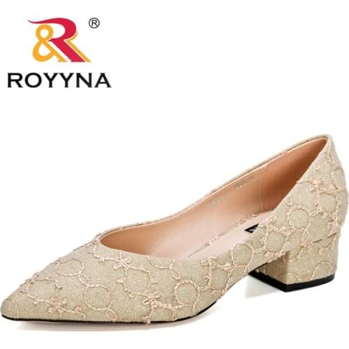 ROYYNA 2021 New Designers High Heels Shoes Women Fashion Pointed Toe Party Wedding Shoes Ladis Summer Shallow Pumps Feminimo