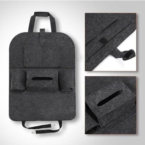 1pc Universal Car Back Seat Storage Bag Organizer Trunk Elastic Felt Storage Bag 6 Pockets Organizer Hanging Car Accessories