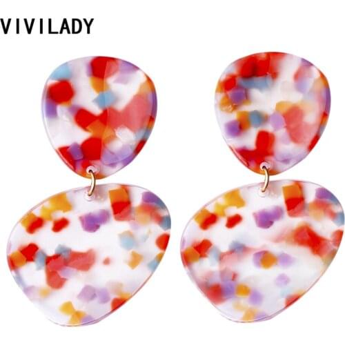 VIVILADY New Design Irregular Acrylic Dangle Earrings Women Handmade Candy Brincos Bijoux Statement Jewelry Wedding Party Gifts