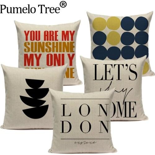 High Quality Custom Cushion Cover Geometric Letter Pillow Case For Pillow Black White Sofa Cushion Cover For Living Room