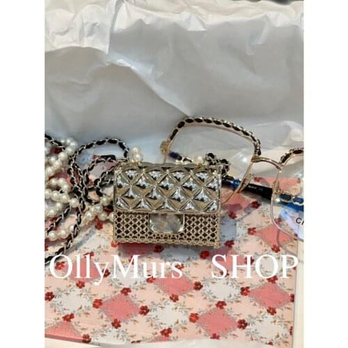 High-end womens bag pearl metal small bag Messenger item mini chain bag