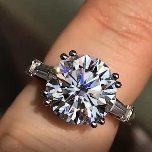 New Big White Stone 3 Carat Crystal Jewelry Engagement Wedding Rings For Women Silver Color Luxury Jewelry anel wholesale