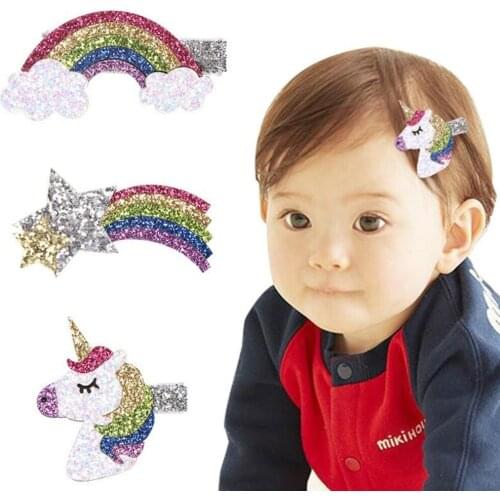 1 Pieces Unicorn Baby Girl Cartoon Cute Kawaii Infant Newborn Headwear Tiara Gift Toddlers Clips Hairpins Hair Accessory
