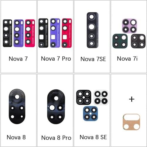 10Pcs For Huawei Nova 8 Pro 7 Pro 8SE 6SE 7SE 7i 8 6 7 SE Rear Back Camera Glass Lens Cover With Adhesive Sticker Purple Red