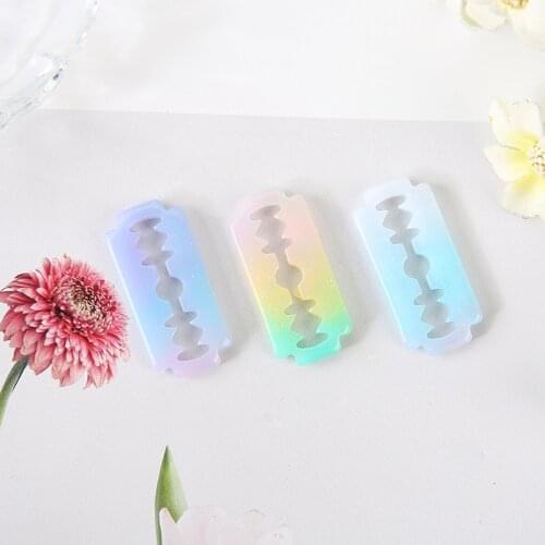 15pcs/Lot 32mm*15mm Glitter Flatback Razor Blade Shape Charms Resin For DIY Decoration
