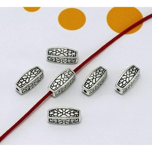 20pcs 5x12MM Hole bead Antique Silver color European Beads Spacer Beads for DIY Jewelry Making Charms Bracelets