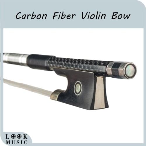 4/4 Violin Bow Silver Silk Braided Carbon Fiber Round Stick Ebony Frog Bow Well Balanced