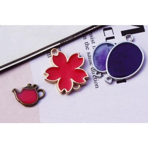 5 pcs/lot Handbag goldfish teapot cup Metal Frame Pendant Gold Charm Bezel Setting Cabochon Setting UV Resin Charm