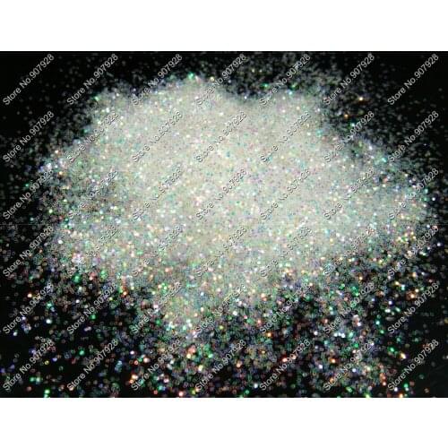 50gram-1/64"(0.4MM)015 White Color with Colorful Tints Shining Nail Glitter Dust Powder for Nail Art Decoration&Glitter Craft