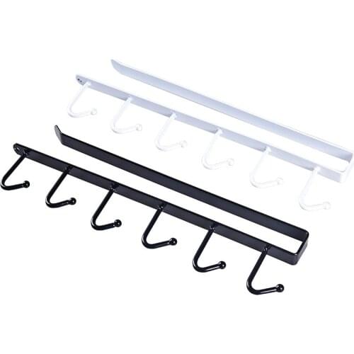 6 Hooks Metal Under Shelf Mug Cup Cupboard Kitchen Organiser Hanging Rack Holder Bathroom Kitchen Hangers Dropshipping Hot Sales
