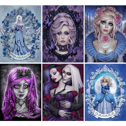 DIY 5D Diamond Painting Witch Princess Character Vampire Cross Stitch Kit Square Round Embroidery Mosaic Art Home Decor Gift