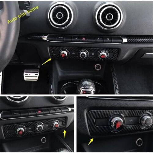 Lapetus Auto Accessories Center Air Condition Switch Knob Panel Cover Trim Fit For Audi A3 V8 2014 - 2019 ABS Carbon Fiber Look