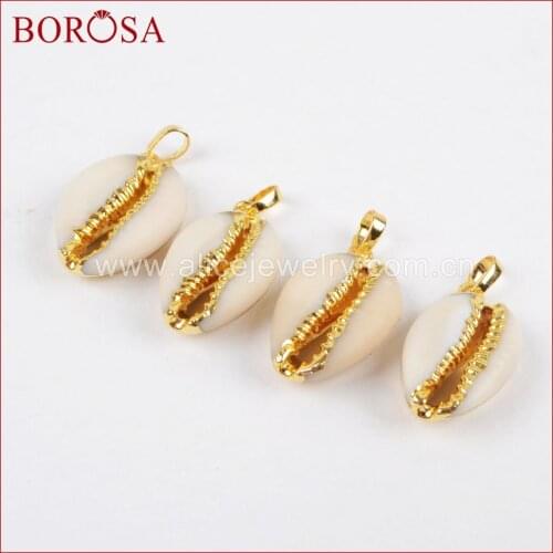 BOROSA Natural Shell Druzy Pendant Gold Color Shell Pendant Beads for Women Necklace High Quality Drusy Jewelry G1295