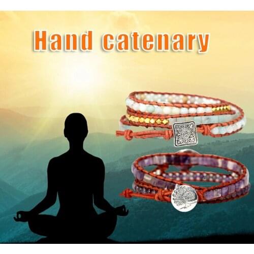 7 Chakra Bracelets Knitting Natural Stone Beads Wrist Jewelry with Energy Stone Decor Ethnic Style Gift for Girls Women TT@88