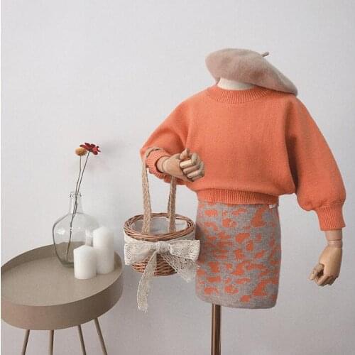 Childrens clothing girls suits autumn 2021 knitted sweaters and skirts 2-piece clothing sets fashion little girls clothing sets