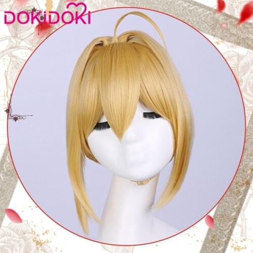 DokiDoki Game Fate Cosplay Wig Women Blonde Hair Heat Resistant Nero Claudius Caesar Augustus Saber Wig Cosplay Hair Fate