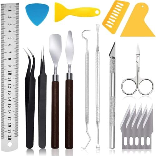 Weeding Tools Stainless Steel for Vinyl: 18 PCS Craft Basic Set Tools Kits Including Scissor, Tweezers, Weeders, Scraper