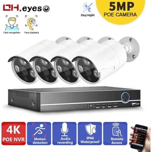 4K Ultra HD 8MP POE NVR Kit Street CCTV Audio Record Security System IP Camera Outdoor Home 4CH Video Surveillance Camera Set