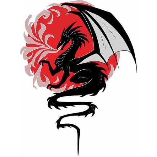 Dragon Red Flying Bumper Car Stickers Refrigerator Bumper Decal Cartoon Graphics Waterproof Scratch-Proof Accessories KK13*10cm