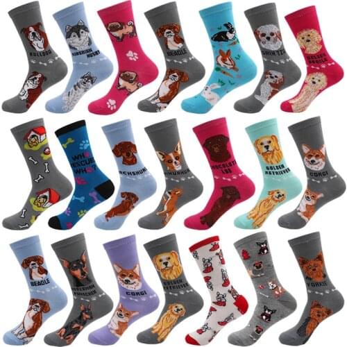 Fashion Cotton Women Dog Socks Cartoon Funny Puppy Colorful Cute Soft Novelty Pink Girl Christmas Gift