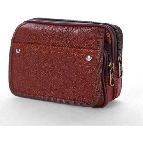 Men Leather Belt Mobile Phone Waist Bag PVC Multi-Function Change Key Cross Casual Wear-Resistant Factory Spot Wholesale