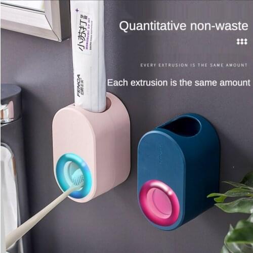 Wall Mount Automatic Toothpaste Dispenser Waterproof Toothbrush Holder Squeezer Adhesive Dust-proof Toilet Bathroom Accessories