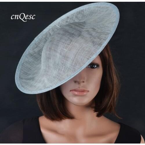 New colour! Light Pale blue sinamay fascinator base hat for kentucky derby wedding with satin headband