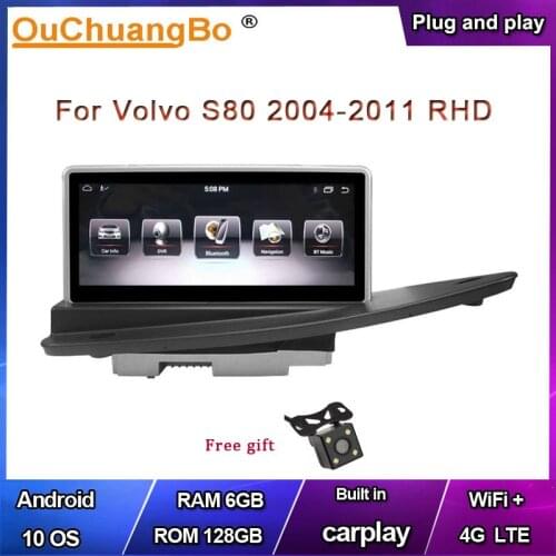 Ouchuangbo 8.8 inch radio GPS Navigation audio player for Volvo S80 S80L 2004-2012 RHD with 8 core 4GB+64GB androdi 9.0 OS