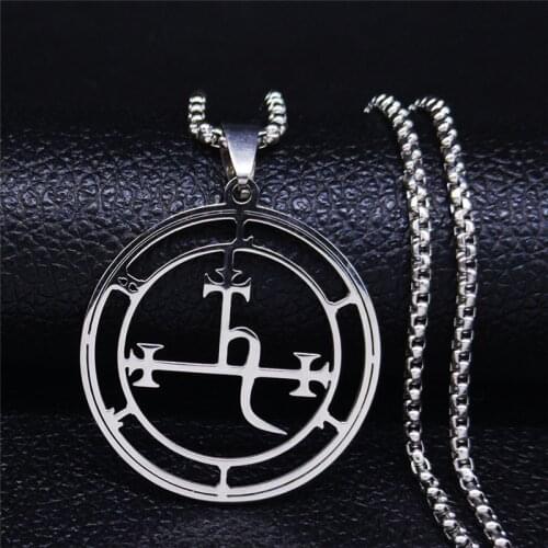 Stainless Steel Demon Seal Necklace Men/Women Silver Color Satan LILITH Pendants Jewery colares feminino Christmas Birthday Gift