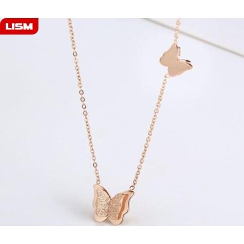 Stainless Steel Butterfly Necklaces for Women Cute Animal Pendants Choker Girls Kids Fashion Jewelry Gift boucle d'oreille