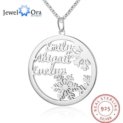 925 Sterling Silver Personalized Snowflake Name Necklaces Pendants Customized Nameplate Letter Necklace Christmas Gifts for Mom