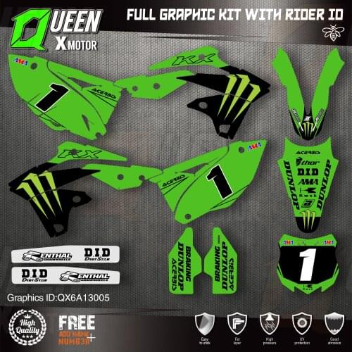 Queen X MOTOR Custom Team Graphics Decals Stickers Kit For Kawasaki Decal 2013 2014 2015 2016 KXF 250 005