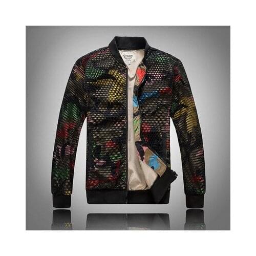 2020 hot sale Mens Camouflage Hollow Out Desige Baseball Jacket Casual fashion Slim Fit male Windbreaker Bomber Coat top 3XL