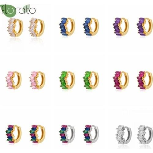 925 Sterling Silver Crystal Huggies Small Hoops Earrings Skinny CZ Boho Classic Minimal Charming Earrings Thin Hoops Gift