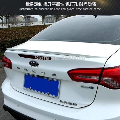 For Ford Focus Spoiler 2019 2020 ABS Plastic Unpainted Primer Color Rear Roof Spoiler Trunk Wing Lip Boot Cover Auto Part