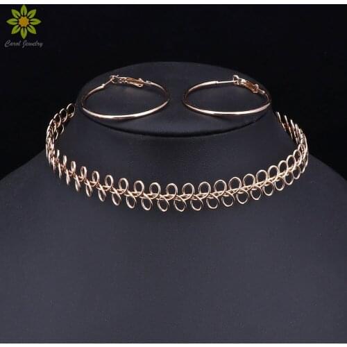 Wedding Jewelry Accessories Trendy Jewelry Sets Collares Women Jewelry Fashion Gold Color Necklace Earring Sets